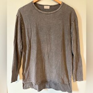 Anthropologie T.La Charcoal Long Sleeve Top 100% Cotton M